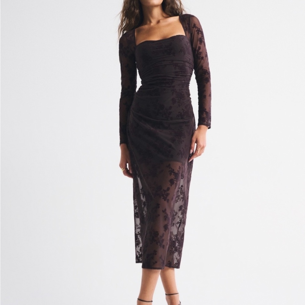 Abercrombie & Fitch Dark Floral Long Sleeve Dress